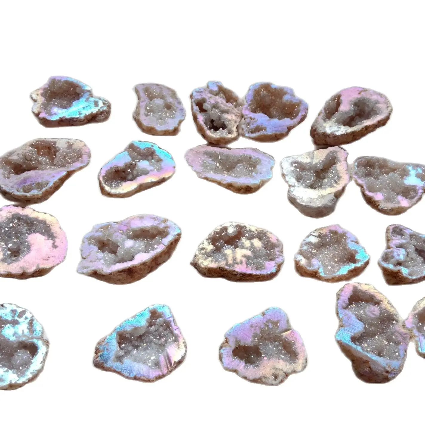 

1/4lb Rainbow aura bismuth titanium silicon Cluster mineral geode agate,cornucopia