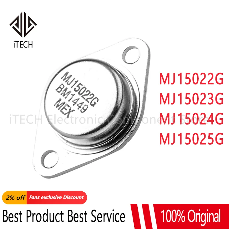 

1PCS MJ15022G MJ15023G MJ15024G MJ15025G TO-204AA TO-3 16A 200V 250V 250W NPN PNP DIP Silicon Power Transistors