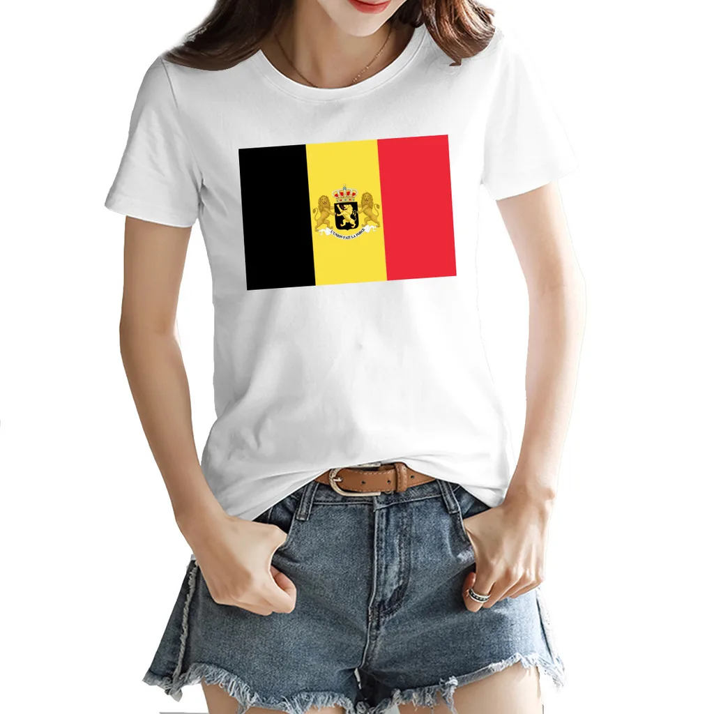 

Royal ensign of Belgium (1858) Women's T-shirt Graphic Cool White Nerd Tops Tees European Size