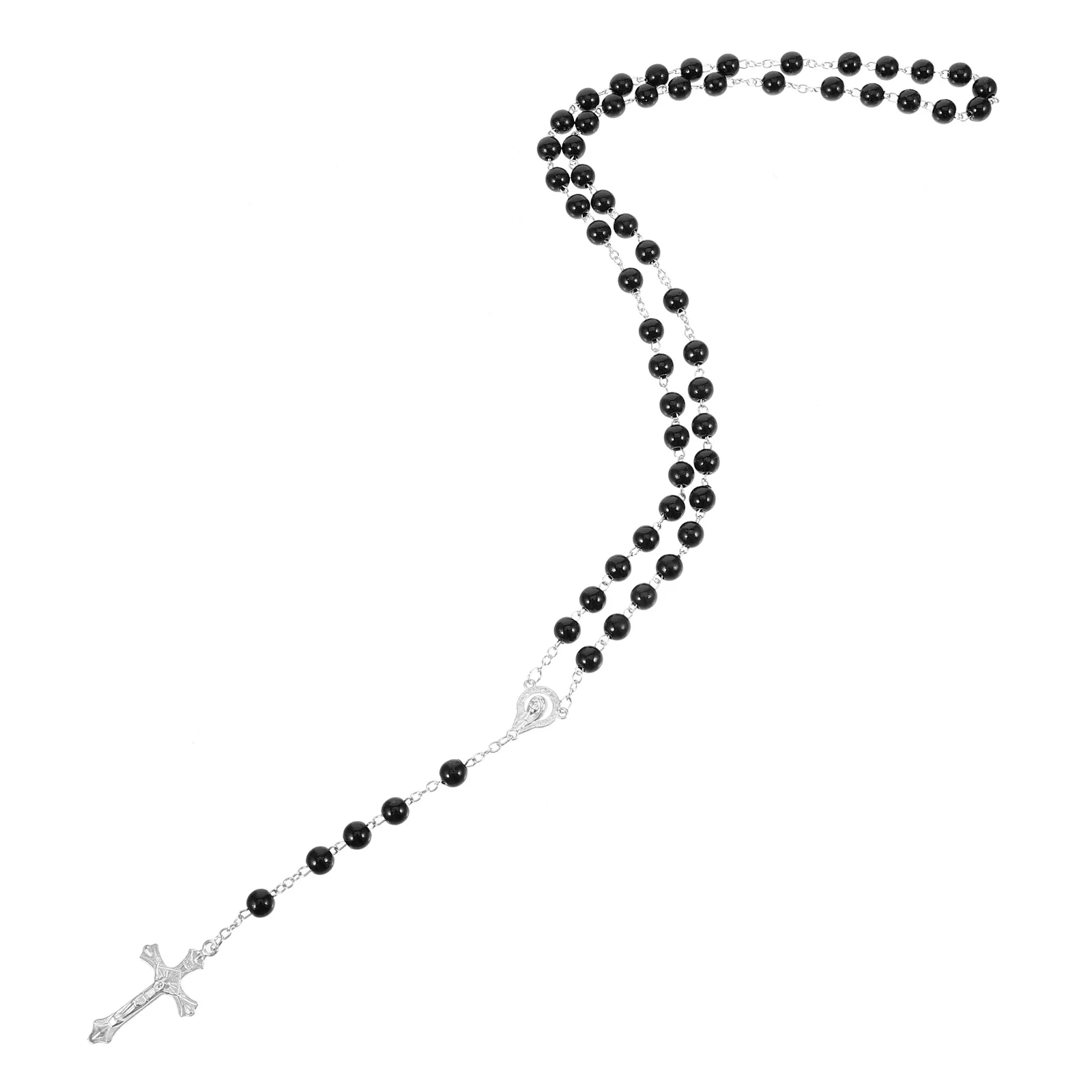 Крест Человек Четки Бусины Распятие Ожерелье Мужчины Стеклянные Жемчужные