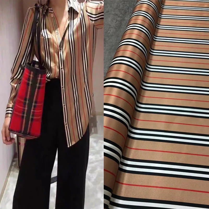 

Классический карамельный низ полосатый принт 21 Женская саржа модные высококачественные Рубашки Брюки для шитья ручной работы Div ткань