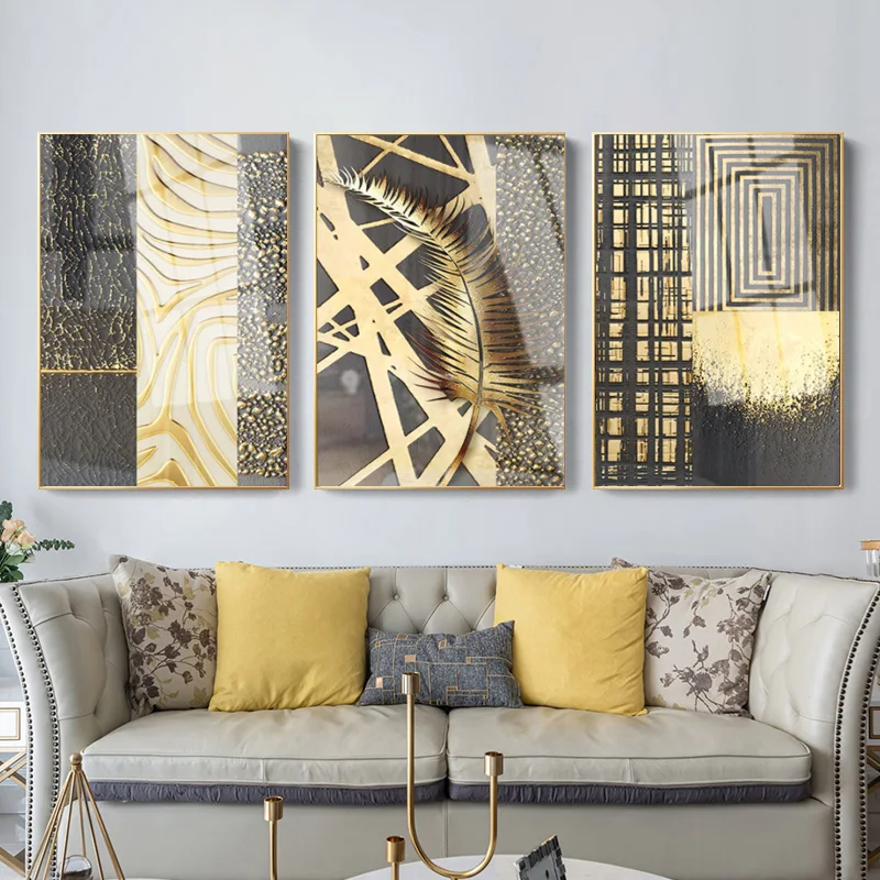 Абстрактная Скандинавская версия роскошные золотые ветви и нефритовые листья