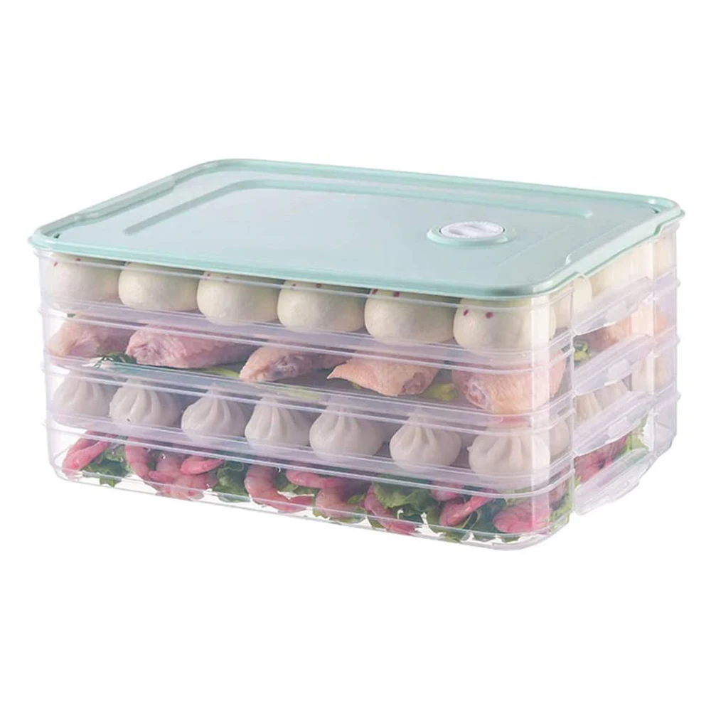 

Four Layer Dumpling Boxes Storage Tray Food Container Box to Keep Freeze Dumpling Storage Plastic Boxes Cool Green