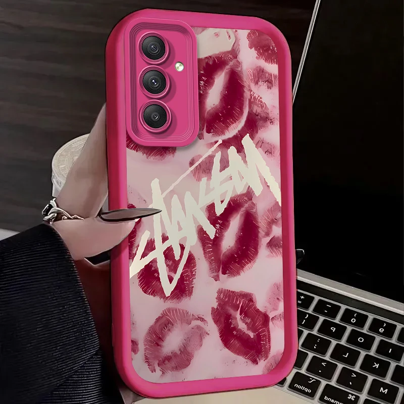 Sexy Red Lips Kiss Print Case for Samsung Galaxy A55 A35 A25 A15 A05 A05S A24 A13 A23 A12 A22 A32 A52 A52S A72 A11 Soft Cover