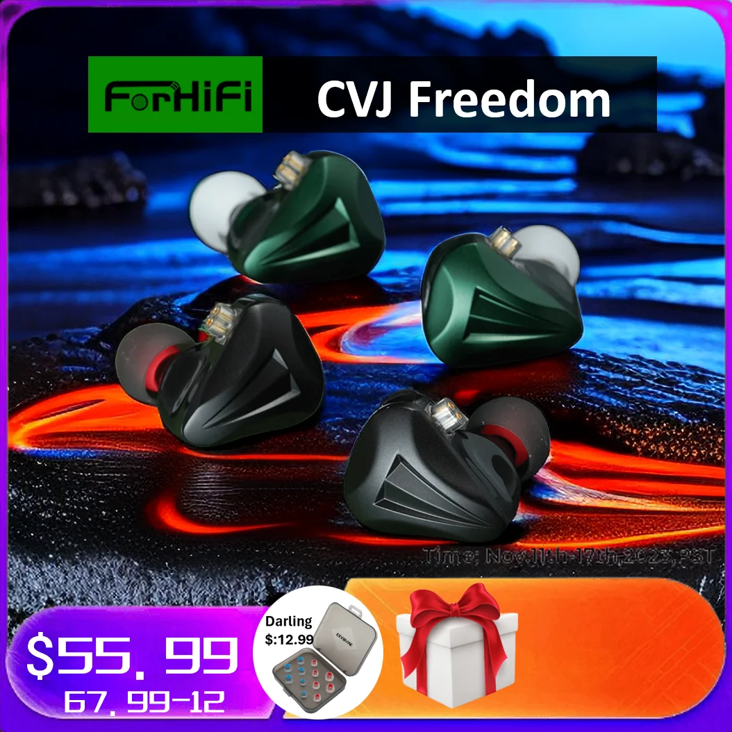 

CVJ Freedom 5 Hybrid Drivers in-Ear Monitors Earphone 1DD+4BA IEMs Music Earbuds with 4 Switchable Tuning Modes & 3 Types Plugs