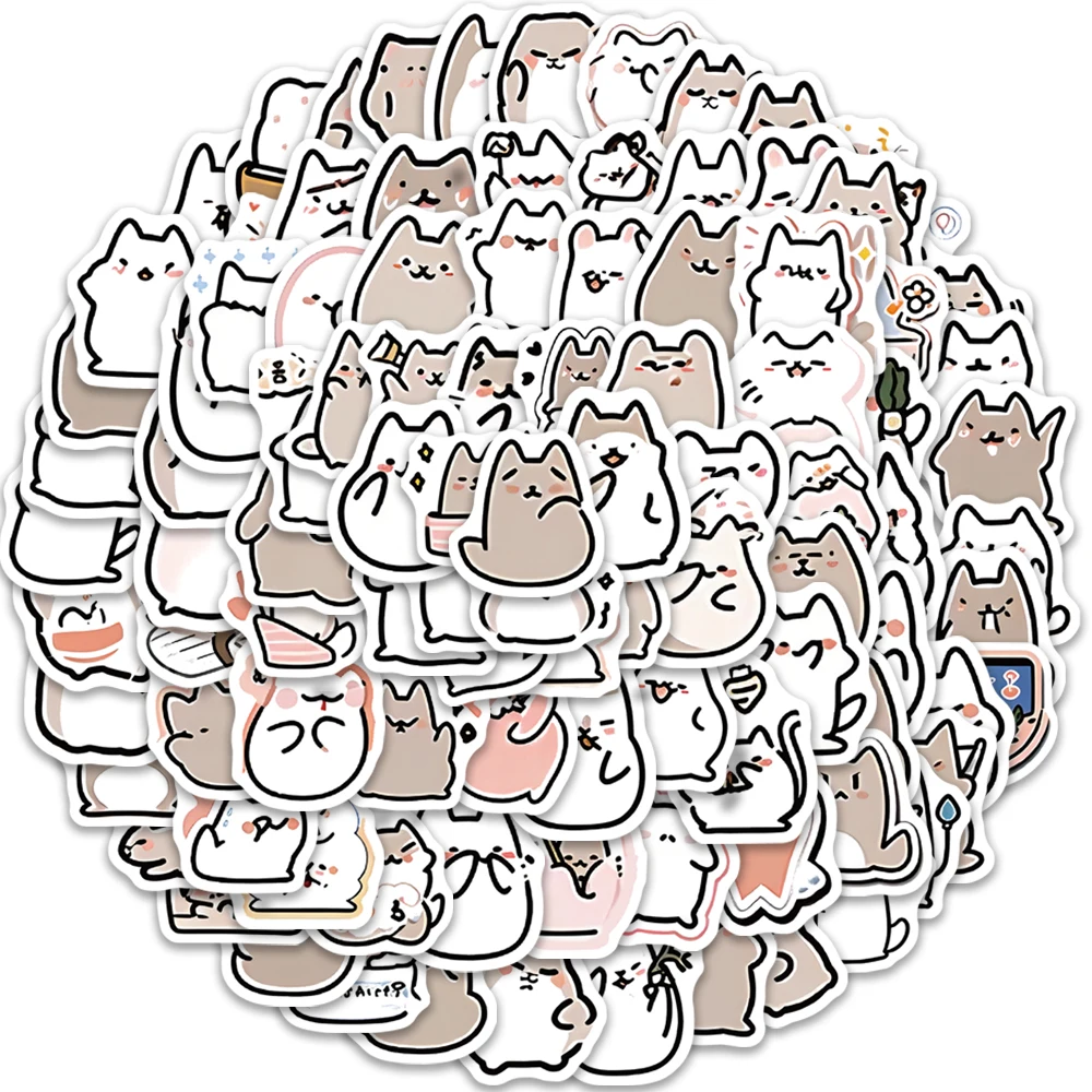 

10/25/50/100pcs Catoon Cute Cat Stickers For Laptop Stationery Sketchbook Aesthetic Scrapbooking Sticker
