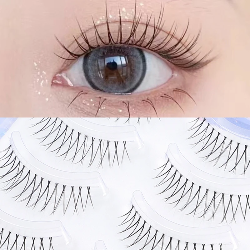 

Eye Makeup Accessory 5 Pair Set False Eyelash Transparent Stem Soft Natural Eye Lashes Magnify Eye Professional Makeup Lash Tool