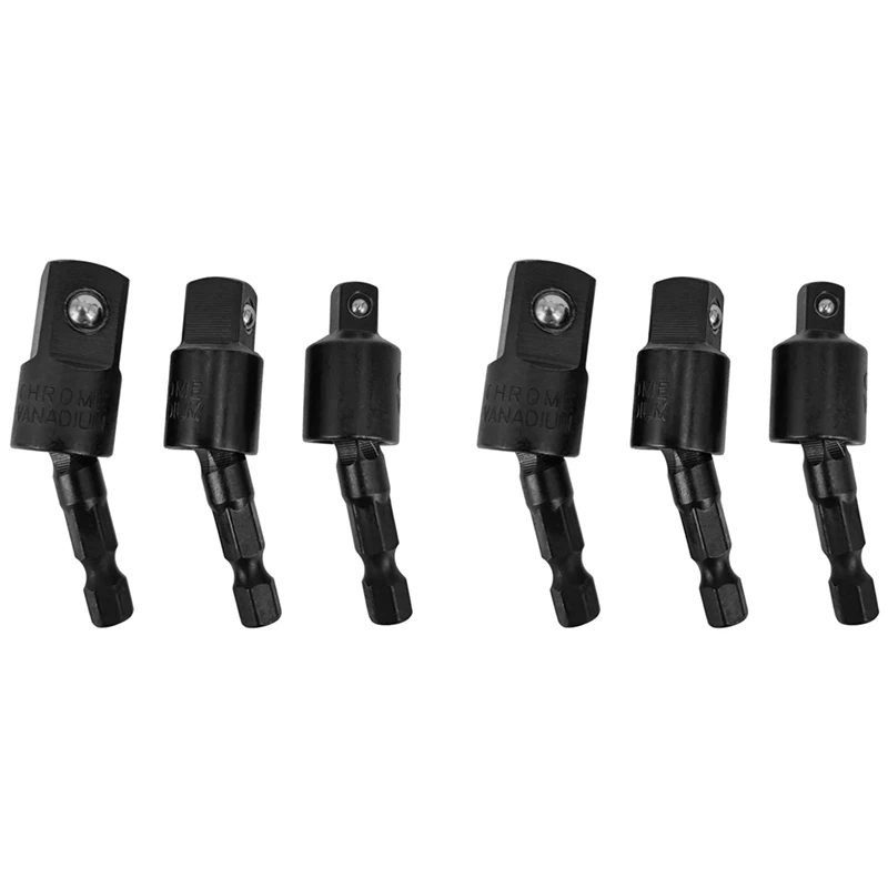 

Hot 6PC Wobble Socket Adapters Universal Joint Swivel Socket Set, 1/4 Inch Hex Shank To 1/4 3/8 1/2 Square Socket Drives