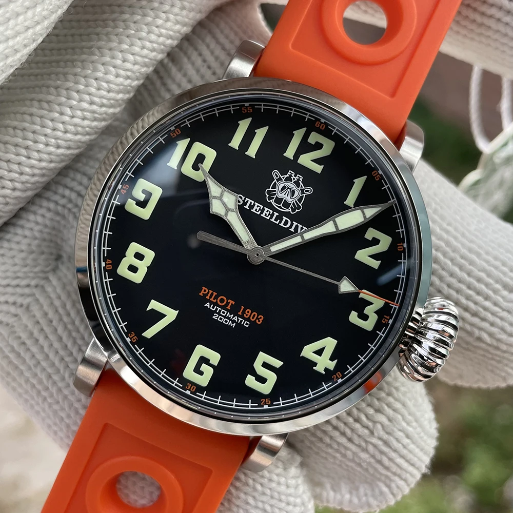 

Часы наручные большого размера SD1903 с луковой короной и японским механизмом NH35, водонепроницаемые швейцарские светящиеся механические часы для дайвинга C3, 200 м