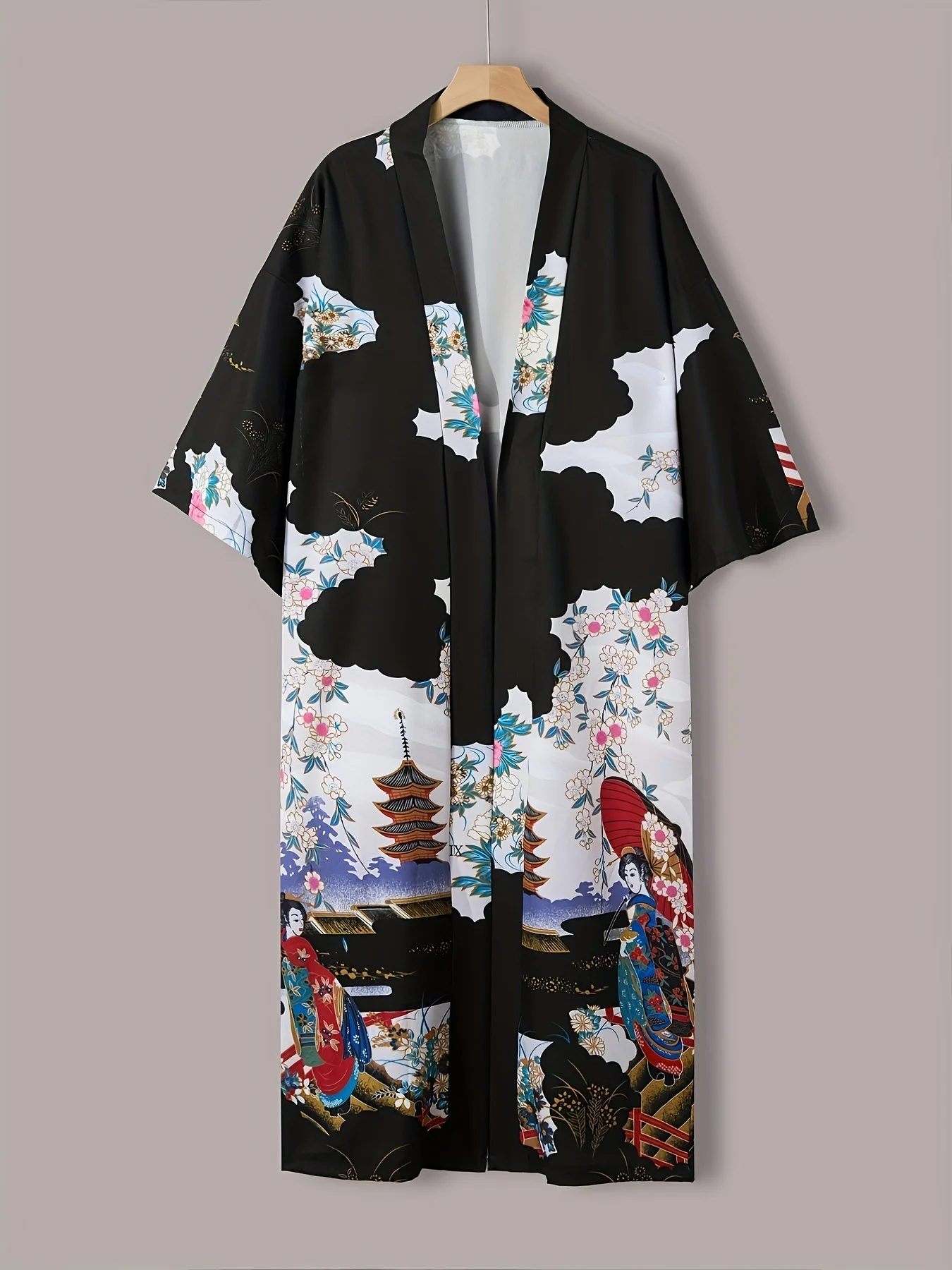 Кимоно Hamoto в японском китайском стиле ретро средней длины свободное тонкое