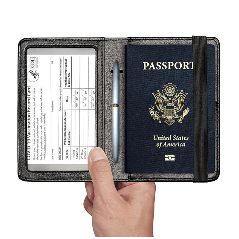 United Sates Passport Holder Cover Wallet RFID Blocking PU Leather Card Case USA Travel Passport Case Organizer for Men Women
