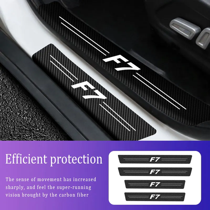 

4X Scuff Plate Carbon Fiber Sill Protector Stickers For Haval F7 Logo Anti Scratch Stickers Car Door Thresh