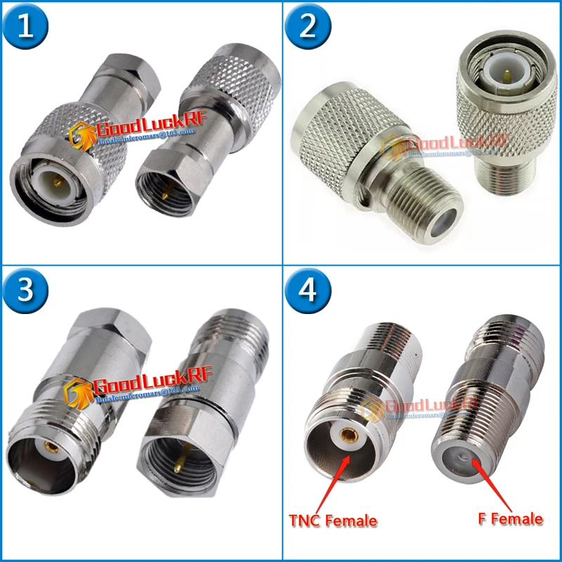 

Kit Set L12 TNC Male to F TV Female TNC Female to F Male Plug 50 ohm Brass Straight TNC - F RF Adapters Coaxial Connector