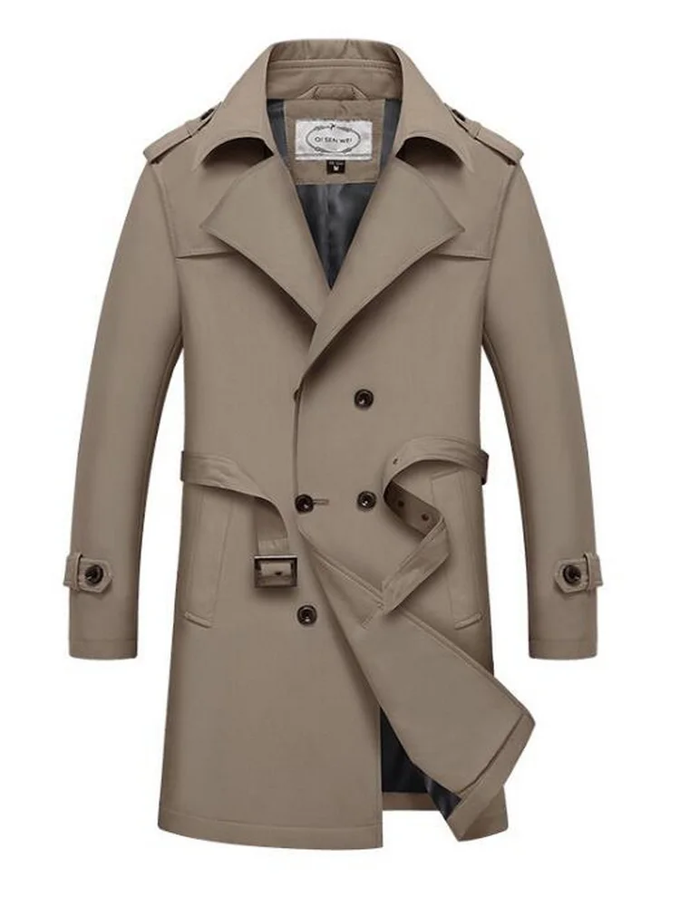 

Mens Slim Casual Trench Jacket Long Business Men Male British Jacket Breasted Trench Trench Trenchcoat Double