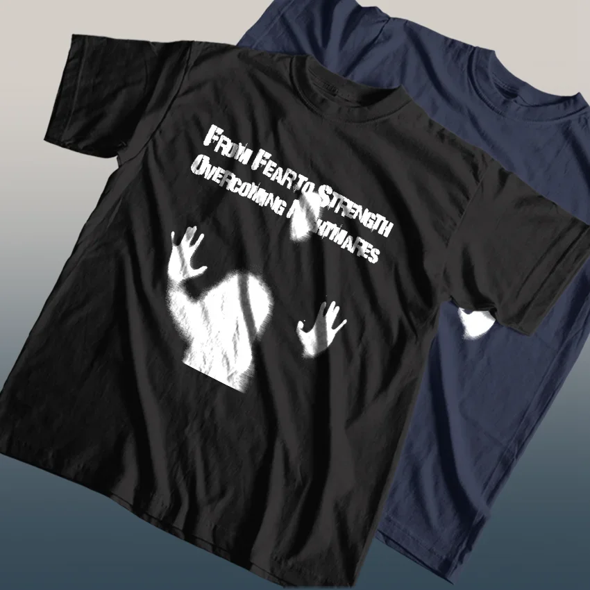 100% bawełny z nadrukiem koszmarów Męska koszulka Casual Streetwear Luźna męska Duży rozmiar Zabawna dekoltem w kształcie litery &quoto&quot