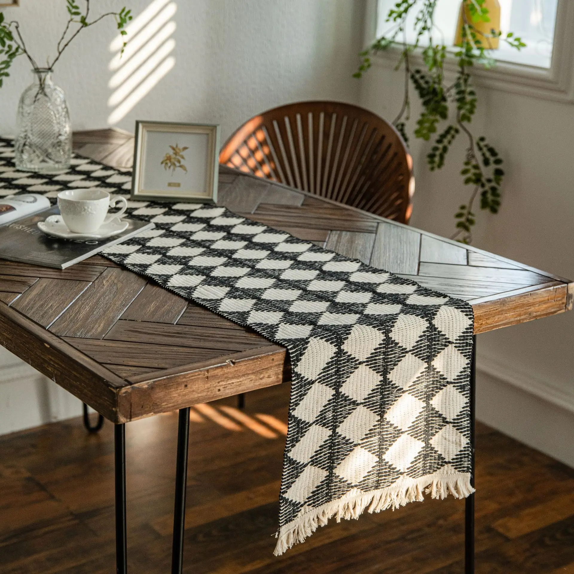 

Nordic linen table flag table decoration napkin table napkin table mat table cloth with tassels