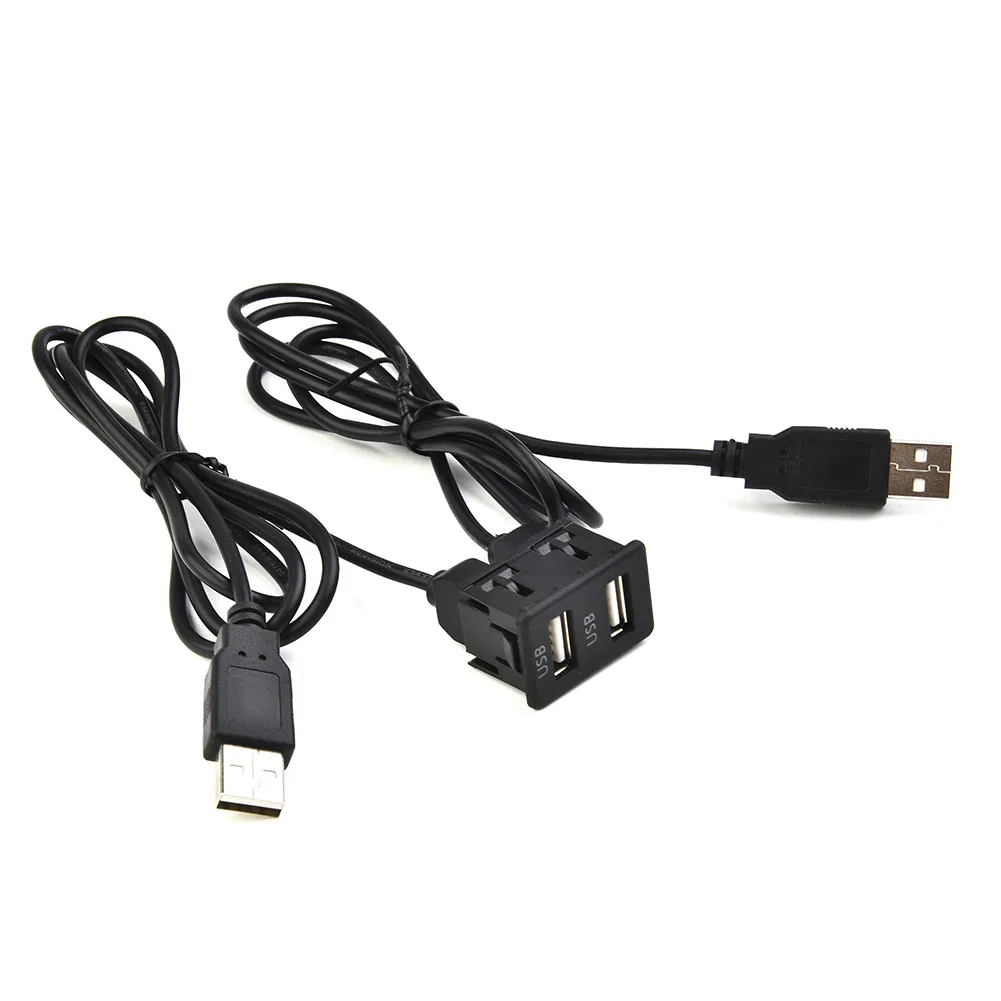 

Connector Adapter Cable Black Brand New 100CM A-type USB Port AUX Accessories Dual USB Easy To Install Interior