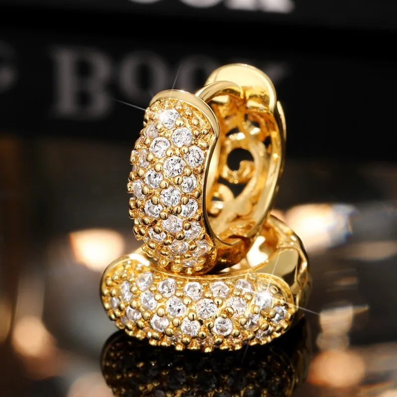 Huitan простые элегантные женские роскошные выложенные бриллиантами CZ свадебные серьги темпераментные ювелирные изделия