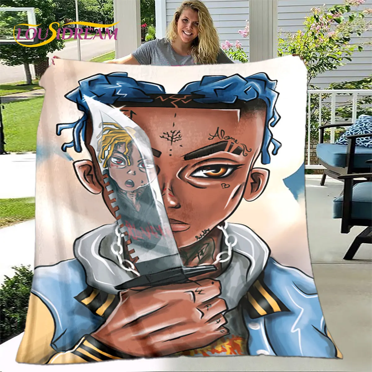 

Мягкое плюшевое одеяло в стиле хип-хоп, Фланелевое покрывало в стиле «Легенда о рэпере», для гостиной, спальни, кровати, дивана, пикника