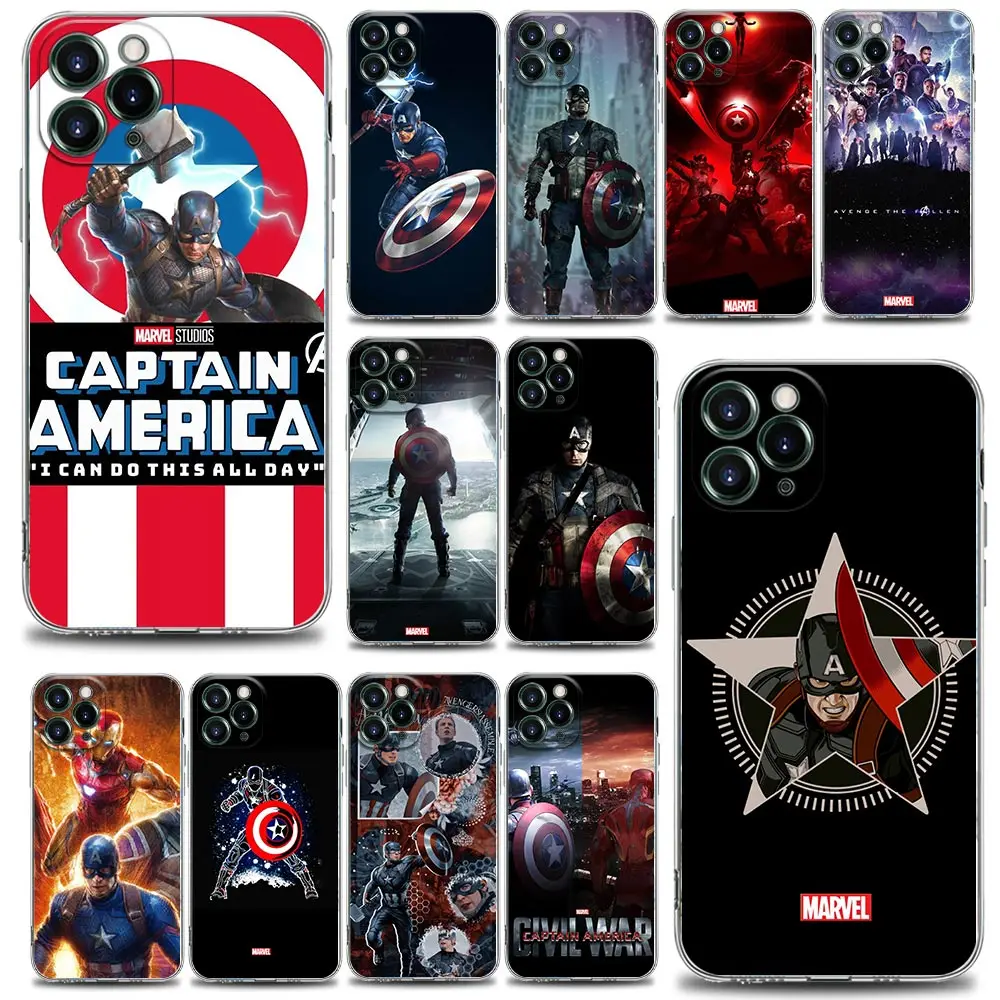 

Captain America Marvel Avengers Clear Phone Case for iPhone 11 12 13 Pro Max 7 8 SE XR XS Max 5 5s 6 6s Plus Soft Silicon Marvel