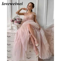 loveweiwei classic long prom dresses tulle pink evening dresses a line layered splicing pleated robe de soiree party prom gowns