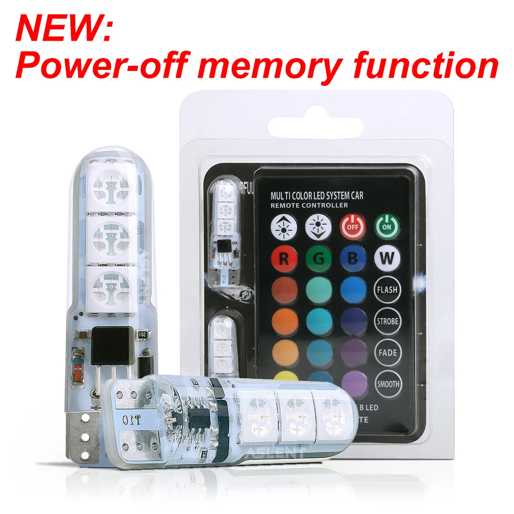 1 компл. T10 W5w RGB светодиодная лампа с функцией памяти CANbus 194 168 Автомобиль пультом