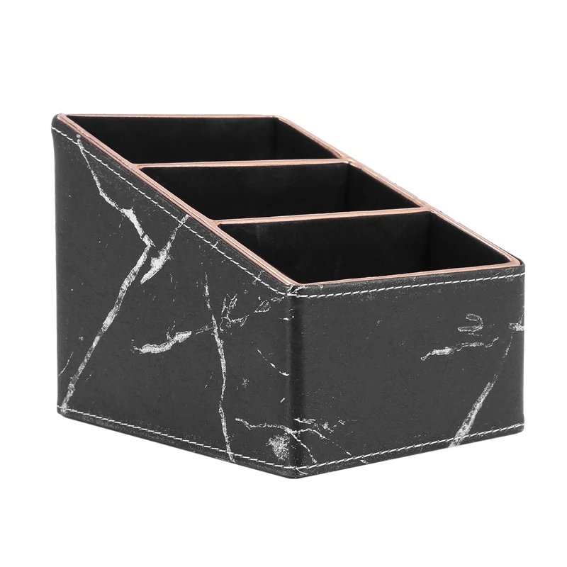 

3 Slot PU Leather Remote Controller Holder Organizer, Home Sundries Storage Box, TV Guide/Mail/CD Organizer/Caddy