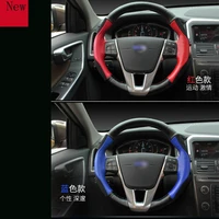 customized diy hand stitched leather cowhide car steering wheel cover for volvo xc60 v60 v40 s60l interior car accessories