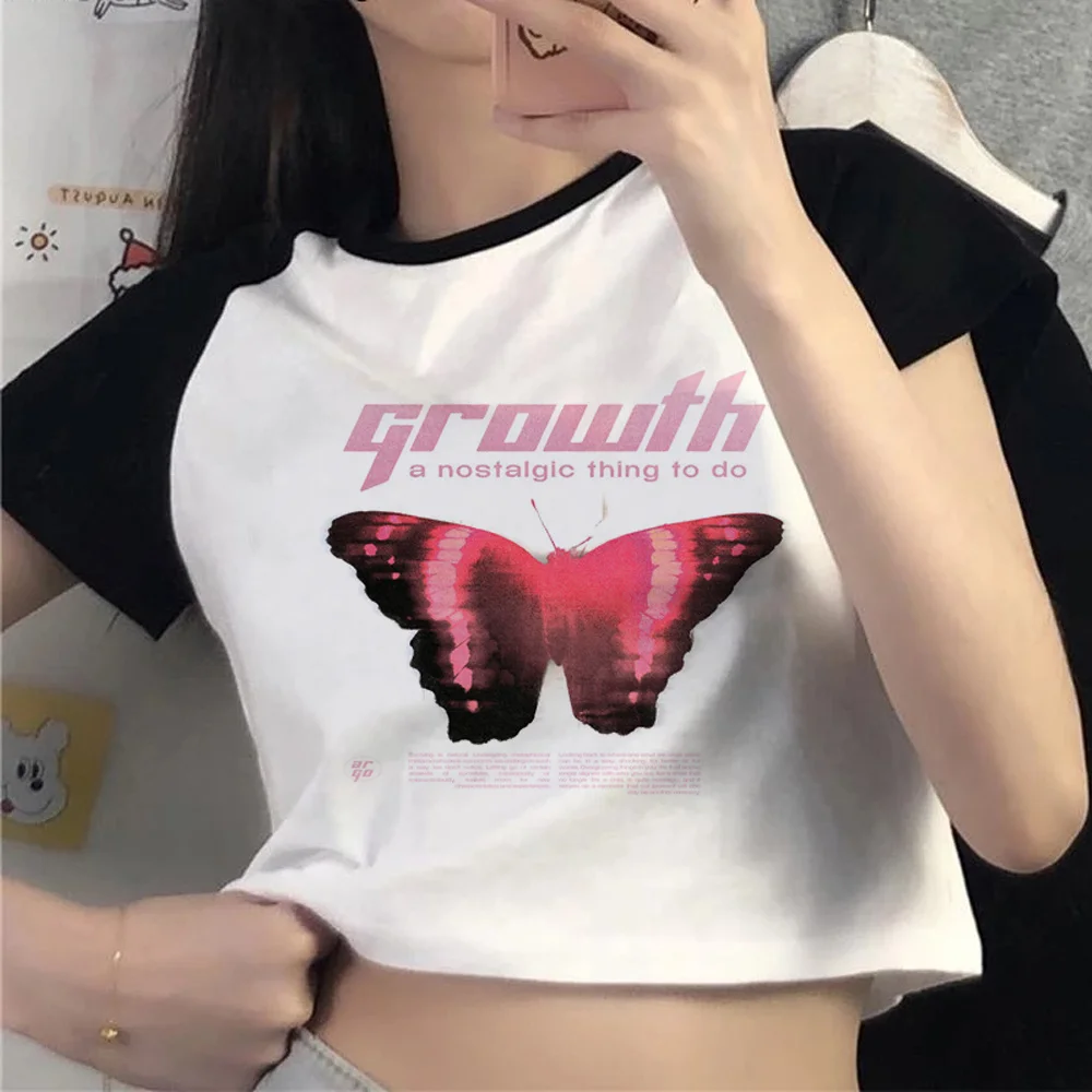 

Butterfly 90s aesthetic fairy grunge hippie goth crop top Woman graphic manga korean fashion fairycore tee clothes