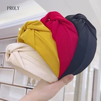 proly new fashion women headwear wide side casual turban wide side solid headband adult party travel hairband hair accessories