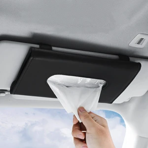 Car Visor Tissue Holder PU Leather Hanging Paper Towel Clip Napkin Holder Backseat Tissue Case Auto Interior Accessories
