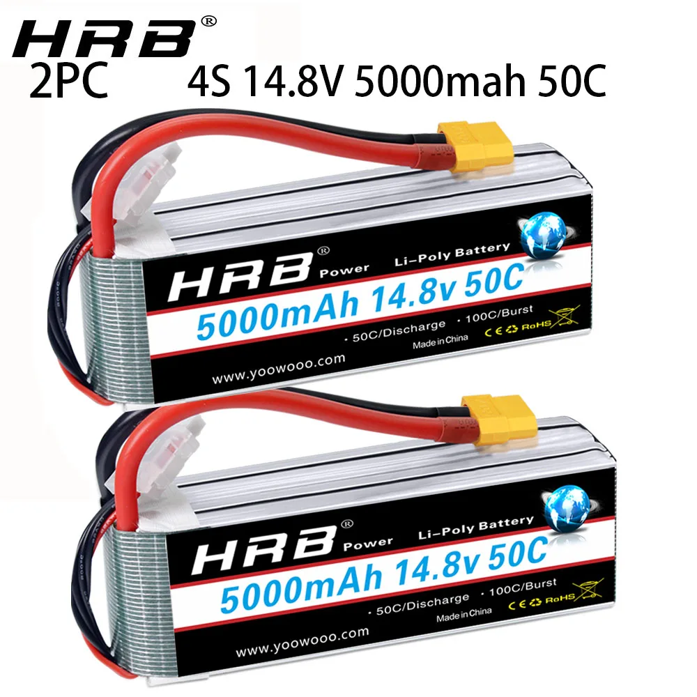 Аккумулятор HRB 4S Lipo 14 8 в 5000 мАч 2 шт. Радиоуправляемый 50C с разъемом XT60 XT90 Deans T EC5 для