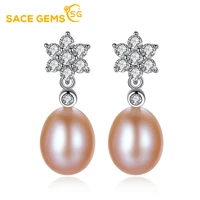 sace gems women earrings s925 sterling silver natural pearl eardrop fashion snowflake boutique jewelry gift zircon ear stud