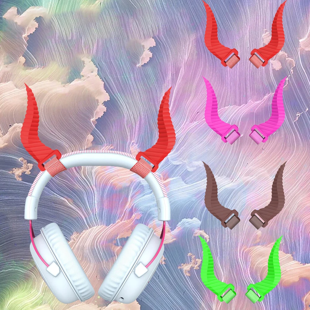 

Cute Headphone Ornaments Ox horn Ears Earphone Decorations Pretty Headset Pendant Accessories