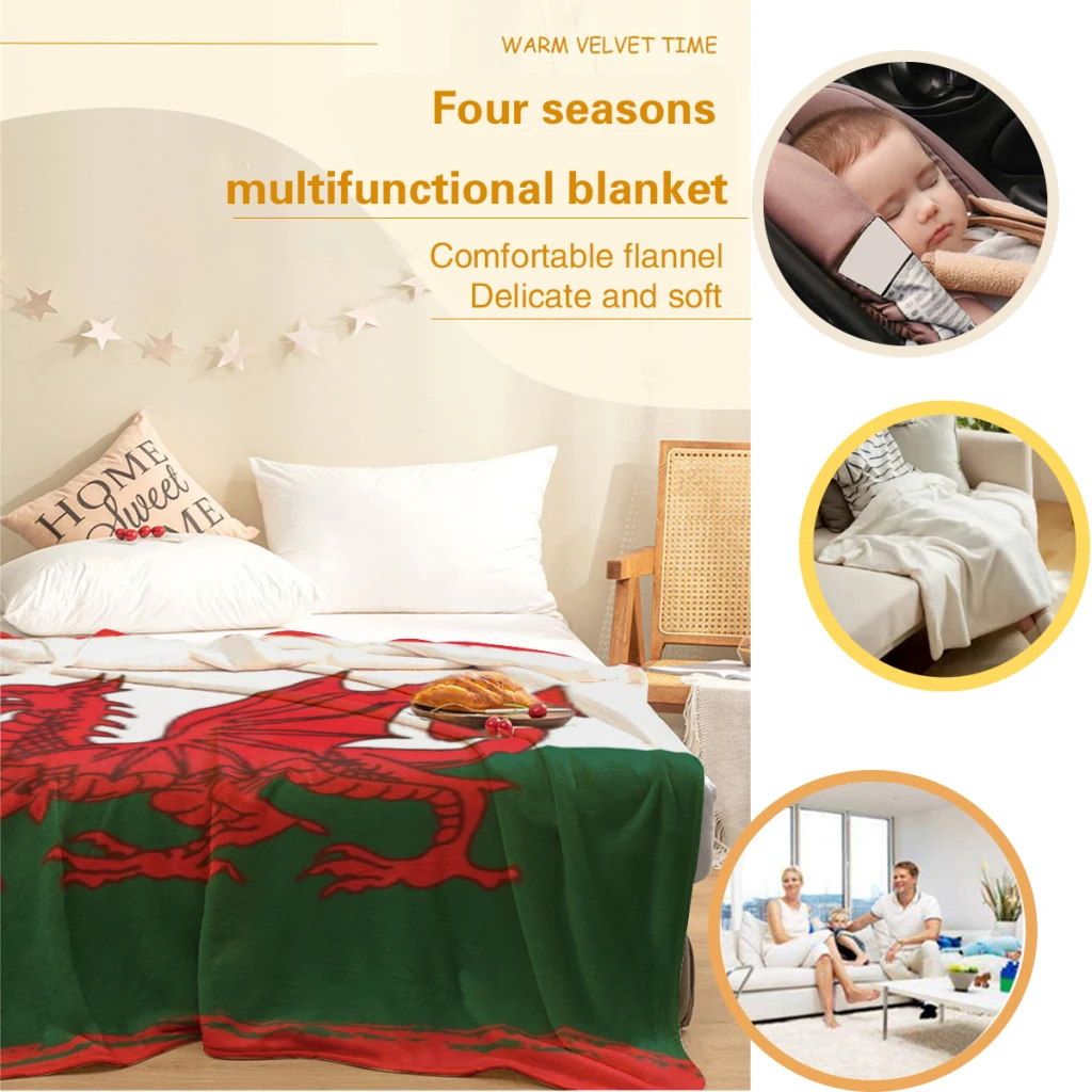 Y Ddraig Goch The Red Dragon Гранж Веллийский флаг фланелевое многофункциональное теплое