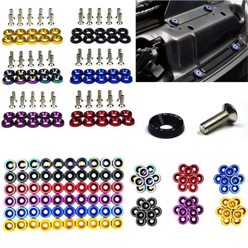 

10pcs M6 JDM Car Modified Hex Fasteners Fender Washer Bumper Engine Concave Screws Car-styling