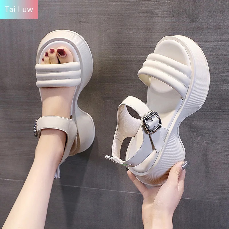 

Wedges Shoes High Heeled Sandals Female Slides Shoes Women's Shoes Wedge with Open ToeThick Bottom Beach Shoes Platform Sandals