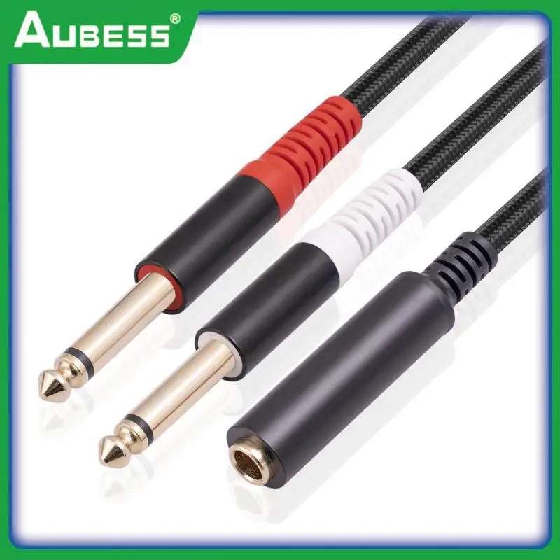 

1pc Bifurcated Audio Line For Amplifier 6.35 Male Stereo Noise Reduction Anti-interference Dual Rca Mother 2023 0.3 M Trs Plug