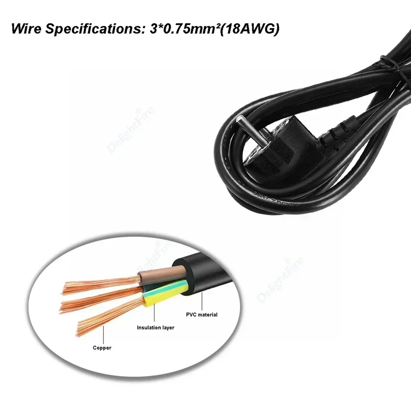 Кабель питания переменного тока с вилкой европейского стандарта IEC320 C5 Тип E 0 5 м 1 2