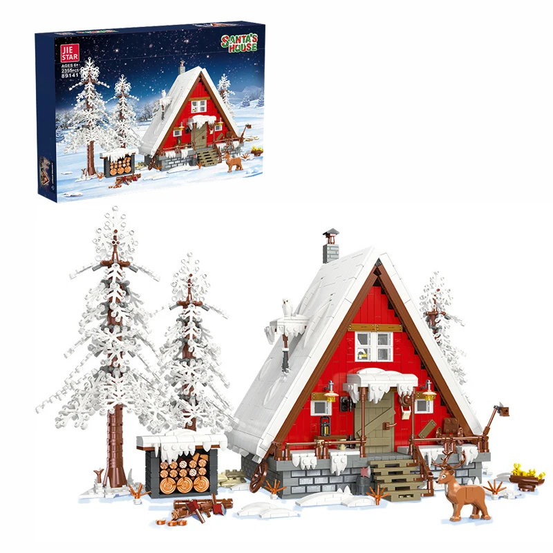 

Строительные блоки для дома Санта-Клауса, модель Moc, строительные блоки, игрушки для детей, Рождественский подарочный набор