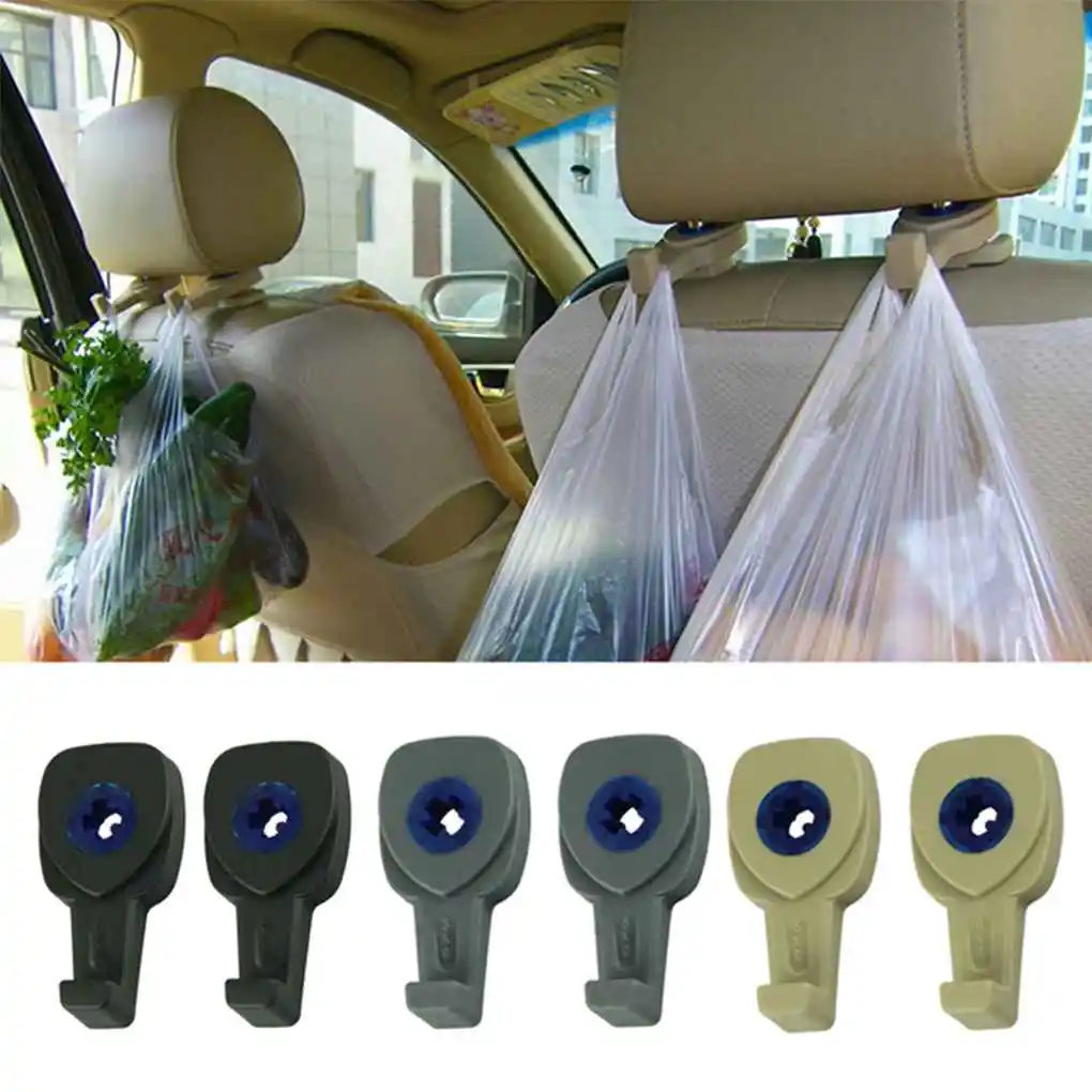 

1 Pair Universal Car Headrest Hook Handbags Purses Coats Vehicle Organizer Grocery Bags Auto Hanger Holder