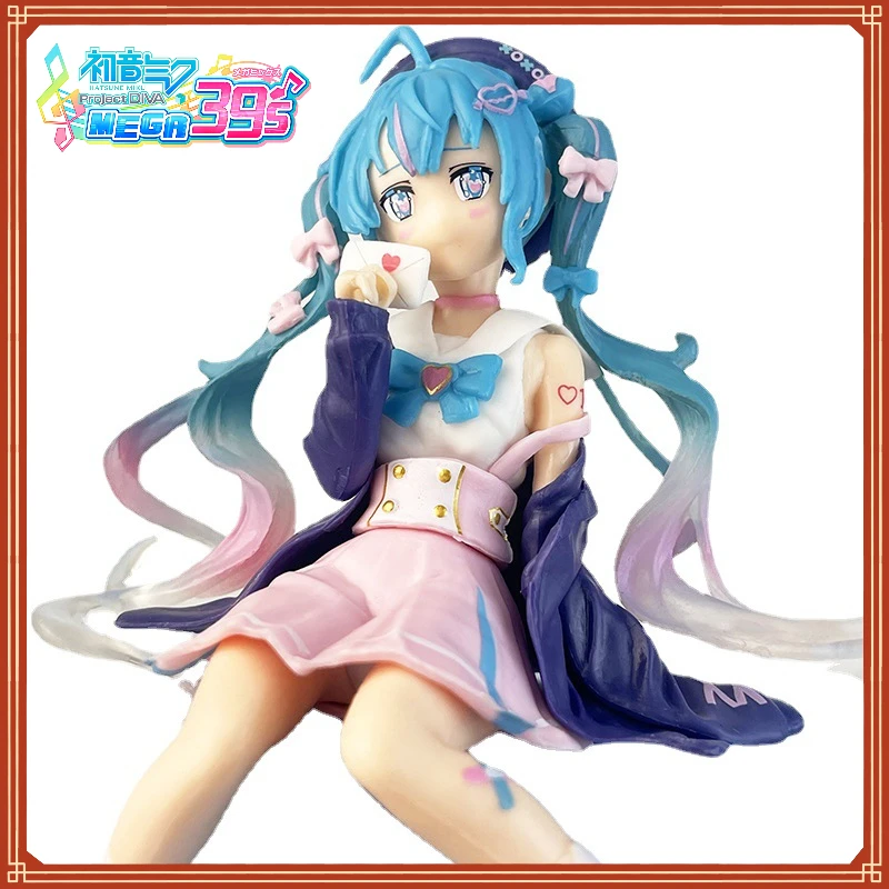 

13cm Hatsune Miku Sitting Hatsune Girl Gift Desktop Ornament Anime Two-dimensional Cute Figure Office Decoration Christmas Gift