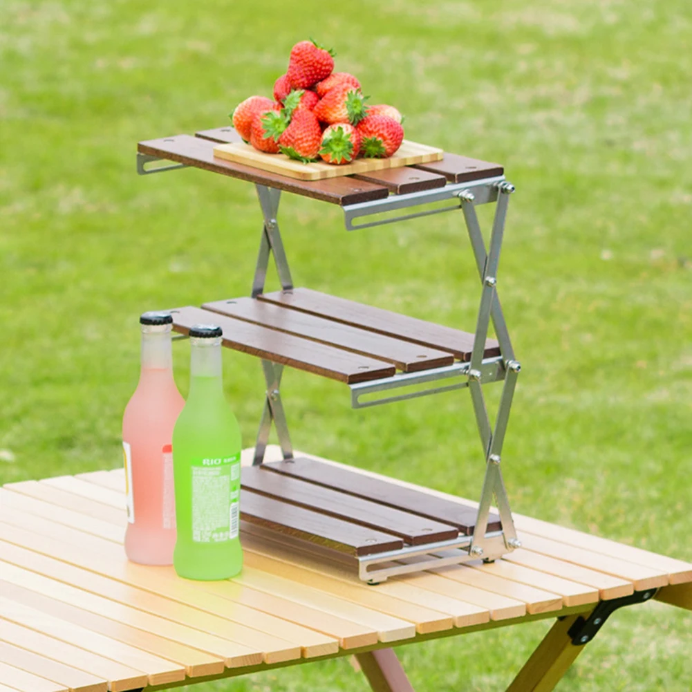 

Portable Three-tier Outdoor Camping Rack Strong Bearing Capacity for Camping Picnic BBQ Foldable Camping Barbecue Table