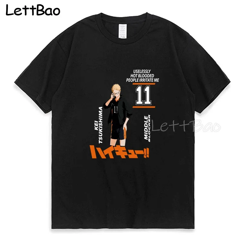 

Kei Tsukishima Middle Blocker Kurasuno Haikyuu Summer Tops Men's T-Shirt Cartoon Harajuku Men Tee Shirt Japanese Anime T Shirts