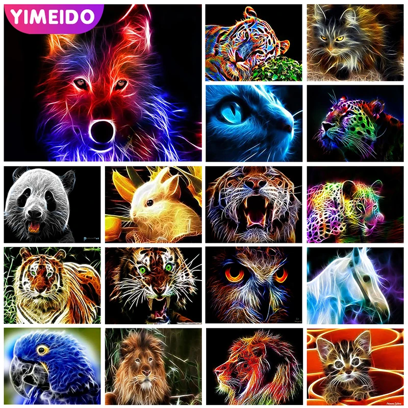 

YIMEIDO AB Diamond Painting Tiger Lion Colorful Cross Stitch 5D Diamond Embroidery Animal Diy Mosaic Rhinestones Needlework Kit