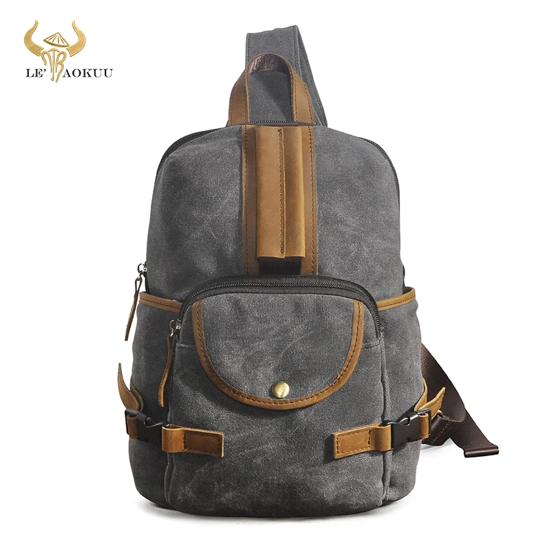 

Треугольная нагрудная Сумка-слинг через плечо из парусины и натуральной кожи, Дизайнерская Дорожная сумка на одно плечо, рюкзак для мужчин, 3028