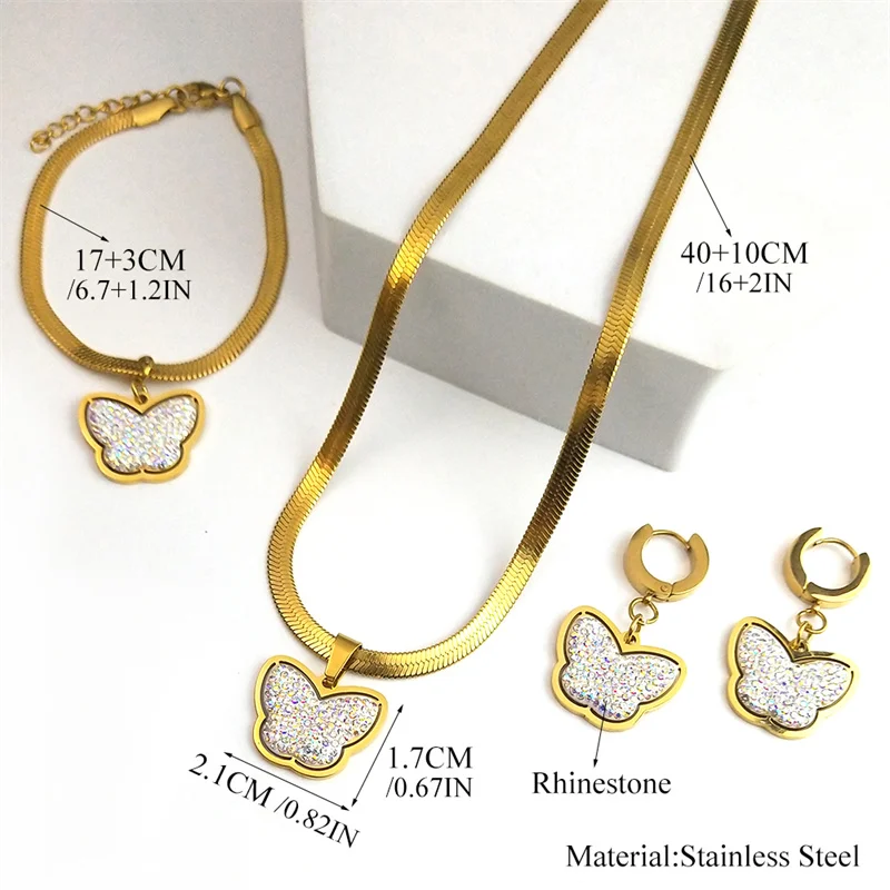 Женский ювелирный комплект из колье и серёг нержавеющей стали