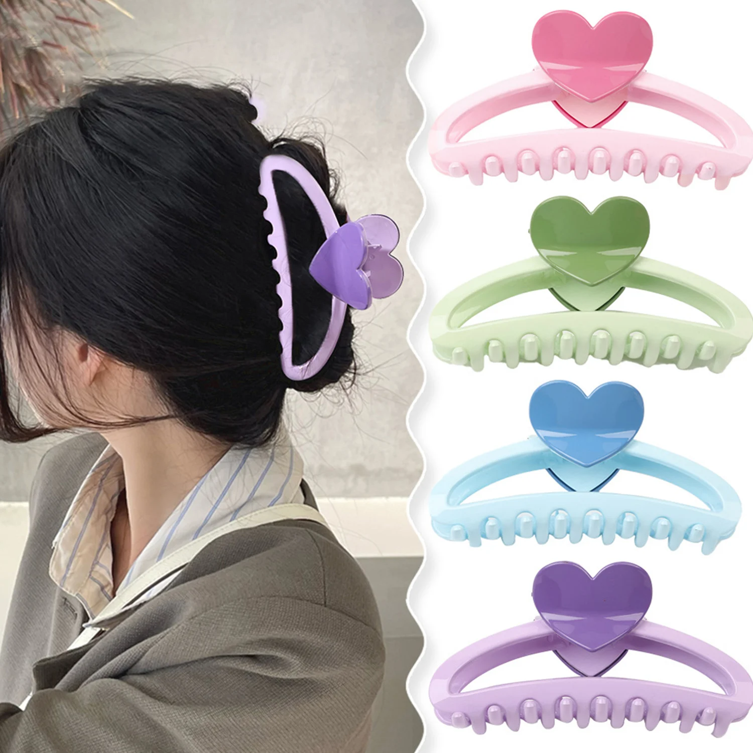 

Sweet Cute Hollow Heart Hair Claw For Women Girls 2023 Korean Ponytail Shark Hair Clip Hairpin Barrettes Hair Accessories