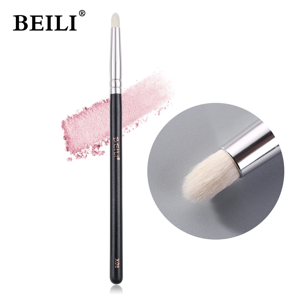 

Кисть для макияжа BEILI, карандаш для век, для смешивания, маленькая кисть из натурального козьего ворса, черная ручка, инструменты для макияжа