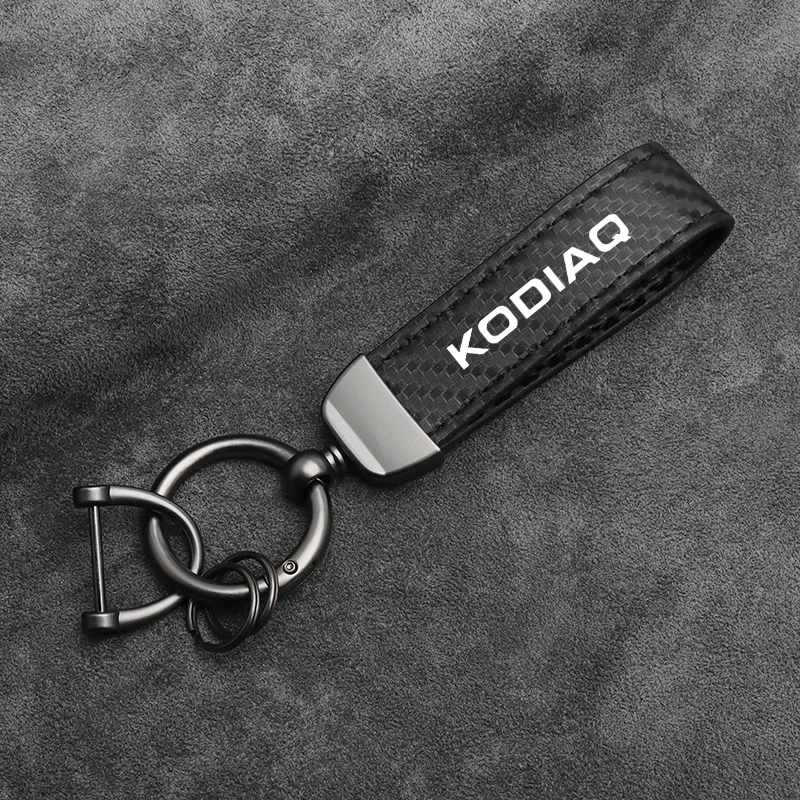 

Кожаный автомобильный брелок из углеродного волокна, брелок для ключей для Skoda VRS Octavia Kamiq Kodiaq Karoq RS Superb Fabia Rapid, аксессуары